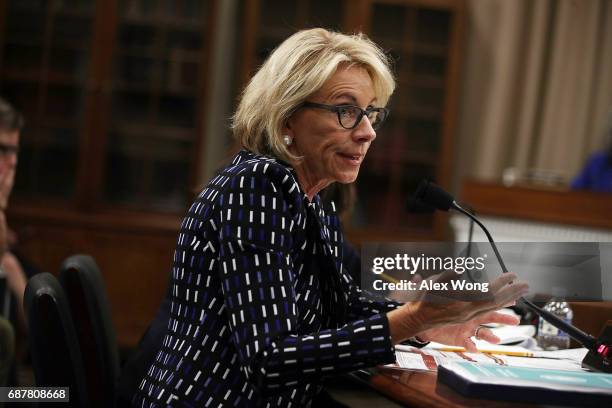 Secretary of Education Betsy DeVos testifies during a hearing before the Labor, Health and Human Services, Education and Related Agencies...