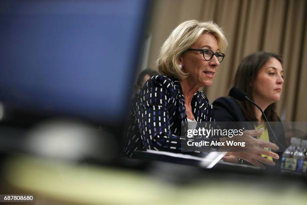 Secretary of Education Betsy DeVos testifies during a hearing before the Labor, Health and Human Services, Education and Related Agencies...