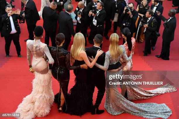 Angolan model Maria Borges, Russian model Irina Shayk, Dutch model Lara Stone, French fashion designer Olivier Rousteing, Dutch model Doutzen Kroes...