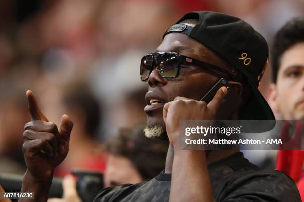 Paul Pogba of Manchester United's brother Florentin Pogba looks on prior to the UEFA Europa League Final between Ajax and Manchester United at...