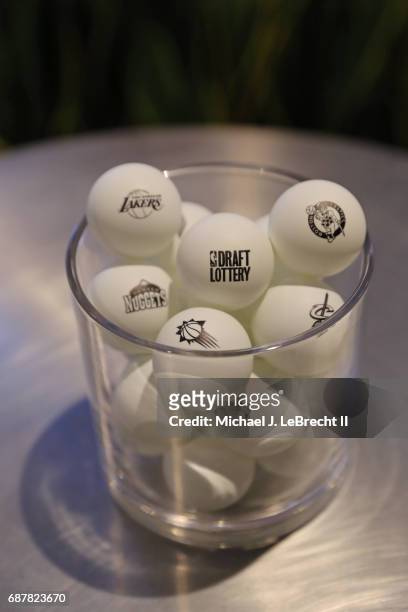 Close up shot of the lottery balls during the 2017 NBA Draft Lottery at the New York Hilton in New York, New York. NOTE TO USER: User expressly...