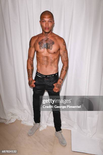 Jeremy Meeks attends the/walks the runway at the Philipp Plein Cruise Show 2018 during the 70th annual Cannes Film Festival at on May 24, 2017 in...