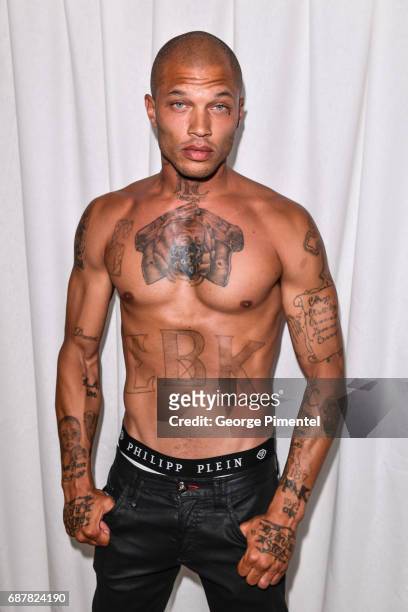 Jeremy Meeks attends the/walks the runway at the Philipp Plein Cruise Show 2018 during the 70th annual Cannes Film Festival at on May 24, 2017 in...