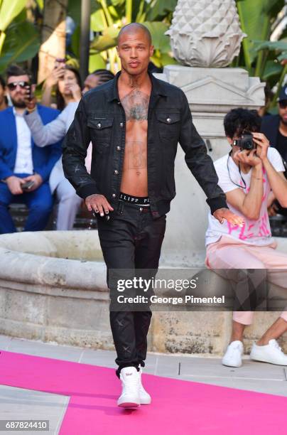 Jeremy Meeks attends the/walks the runway at the Philipp Plein Cruise Show 2018 during the 70th annual Cannes Film Festival at on May 24, 2017 in...