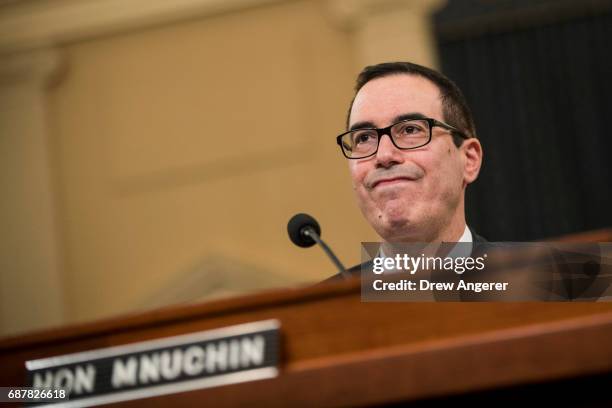 Secretary of Treasury Steve Mnuchin testifies during a House Ways and Means Committee hearing concerning the Trump administration's fiscal year 2018...