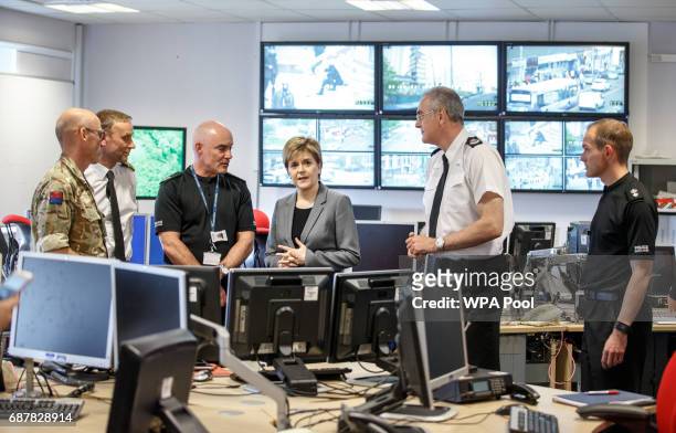 First Minister Nicola Sturgeon meets Chief Constable of Police Scotland Phil Gormley and other Police at Multi Agency Coordinator Centre on May 24,...