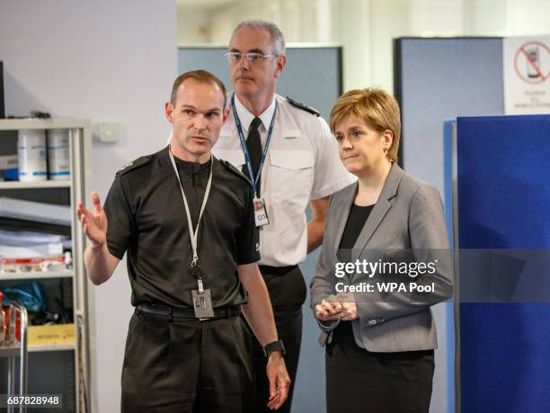 First Minister Nicola Sturgeon meets Chief Constable of Police Scotland Phil Gormley and other Police at Multi Agency Coordinator Centre on May 24,...
