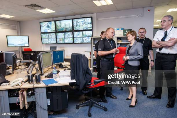 First Minister Nicola Sturgeon meets Chief Constable of Police Scotland Phil Gormley and other Police at Multi Agency Coordinator Centre on May 24,...