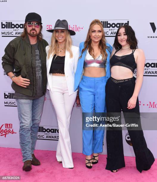 Billy Ray Cyrus, Tish Cyrus, Brandi Cyrus and Noah Cyrus arrive at the 2017 Billboard Music Awards at T-Mobile Arena on May 21, 2017 in Las Vegas,...