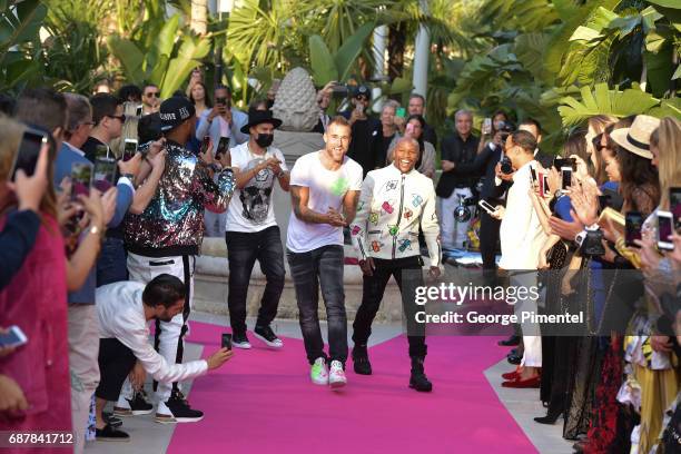 Designer Philipp Plein and Boxer Floyd Mayweather Jr. Attend the runway at the Philipp Plein Cruise Show 2018 during the 70th annual Cannes Film...