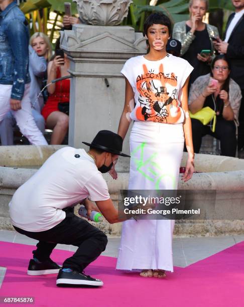 Model Winnie Harlow attends the/walks the runway at the Philipp Plein Cruise Show 2018 during the 70th annual Cannes Film Festival at on May 24, 2017...