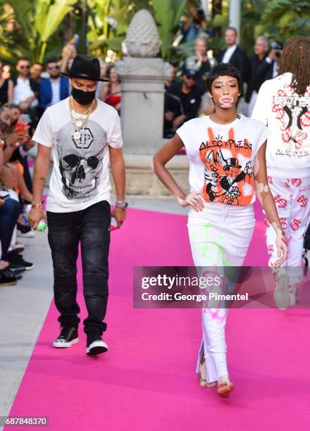 Model Winnie Harlow attends the/walks the runway at the Philipp Plein Cruise Show 2018 during the 70th annual Cannes Film Festival at on May 24, 2017...