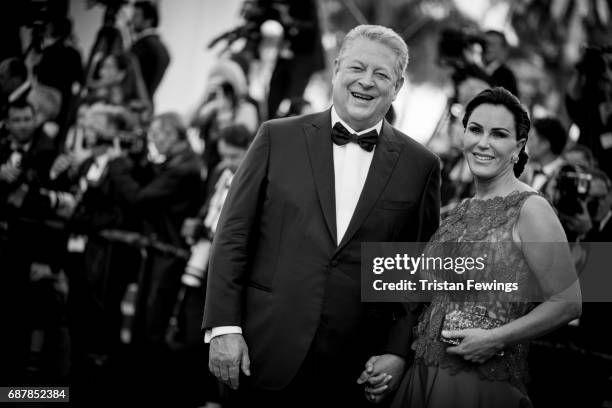 Al Gore and Elizabeth Keadle attends 'The Killing Of A Sacred Deer' premiere during the 70th annual Cannes Film Festival at Palais des Festivals on...