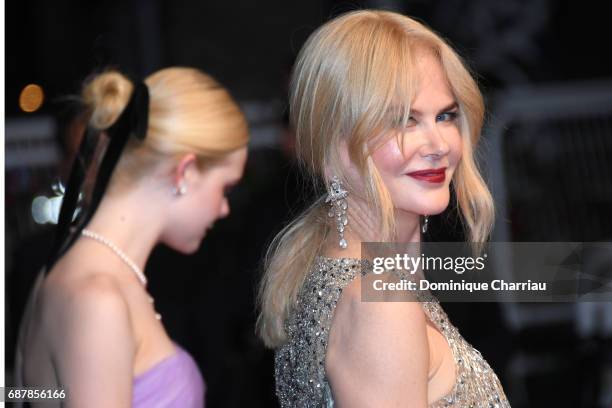 Nicole Kidman leaves the "The Beguiled" screening during the 70th annual Cannes Film Festival at Palais des Festivals on May 24, 2017 in Cannes,...
