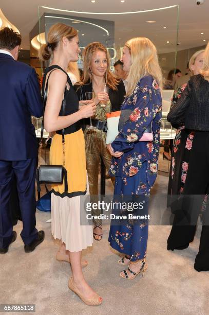 Lady Kate Bonas, Tilly Wood and Melinda Stevens attend the Boodles Sloane Street Launch Party on May 24, 2017 in London, England.