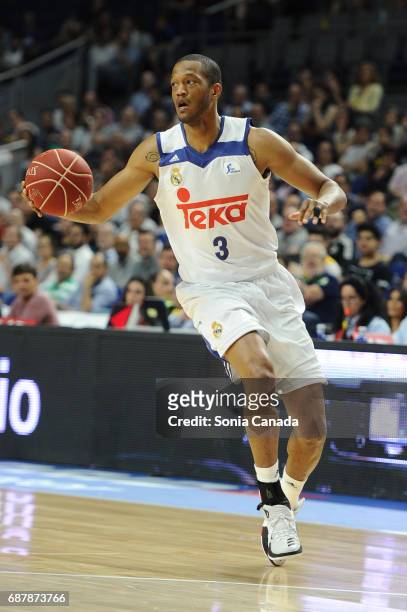 Anthony Randolph, #3 center of Real Madrid during the Liga Endesa Play off game between Real Madrid and Andorra at Barclaycard Center on May 24, 2017...