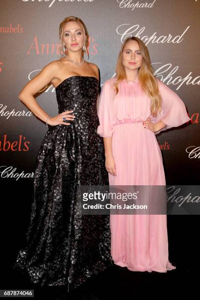 Tatiana Navka and Sasha Zhulina attend the Annabel's & Chopard Party during the 70th annual Cannes Film Festival at Martinez Hotel on May 24, 2017 in...
