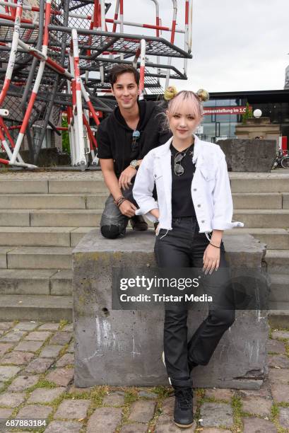 Producer Patrick Kronenberger and Jannine Weigel the new protege of Phill Hallenberger seen Berlin on May 24, 2017 in Berlin, Germany.