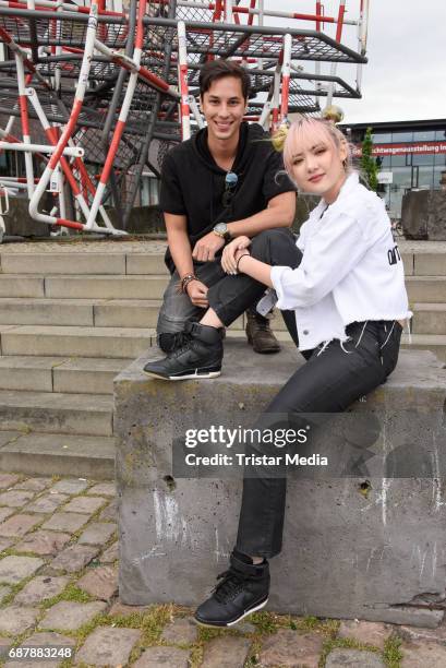 Producer Patrick Kronenberger and Jannine Weigel the new protege of Phill Hallenberger seen Berlin on May 24, 2017 in Berlin, Germany.