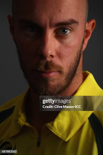 Chris Lynn of Australia poses during a portrait session ahead of the ICC Champions Trophy at the Royal Garden Hotel on May 24, 2017 in London,...