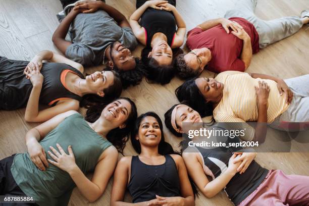 fitness group - reiki gathering stock pictures, royalty-free photos & images