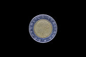 Italian Lira coin bearing the portrait of Luca Pacioli (1447-1517),