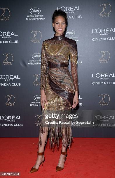 Cindy Bruna attends the Gala 20th Birthday Of L'Oreal In Cannes during the 70th annual Cannes Film Festival at Martinez Hotel on May 24, 2017 in...