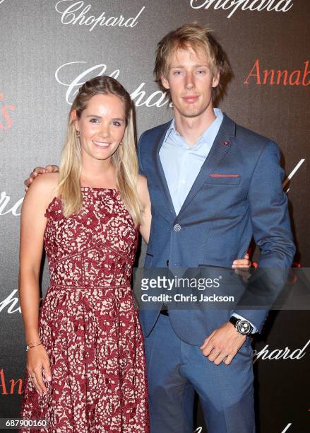 Brendon Hartley and Sarah Wilson attend the Annabel's & Chopard Party during the 70th annual Cannes Film Festival at Martinez Hotel on May 24, 2017...