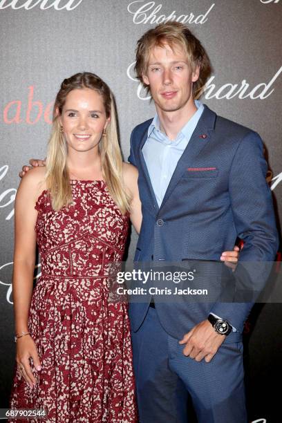 Brendon Hartley and Sarah Wilson attend the Annabel's & Chopard Party during the 70th annual Cannes Film Festival at Martinez Hotel on May 24, 2017...