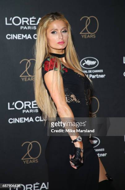 Paris Hilton attends Gala 20th Birthday of L'Oreal In Cannes during the 70th annual Cannes Film Festival at Martinez Hotel on May 24, 2017 in Cannes,...