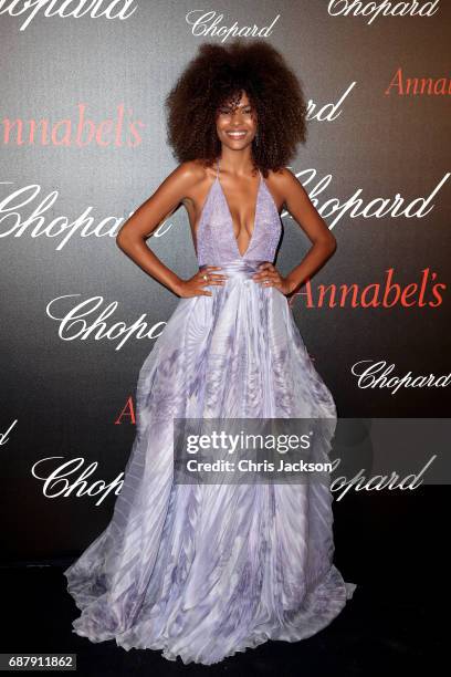 Tina Kunakey attends the Annabel's & Chopard Party during the 70th annual Cannes Film Festival at Martinez Hotel on May 24, 2017 in Cannes, France.