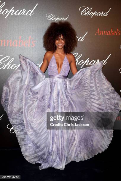 Tina Kunakey attends the Annabel's & Chopard Party during the 70th annual Cannes Film Festival at Martinez Hotel on May 24, 2017 in Cannes, France.