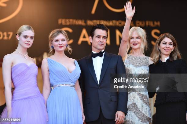Cast members US actress Elle Fanning, US actress Kirsten Dunst, Irish actor Colin Farrell, Australian actrees Nicole Kidman and US director Sofia...