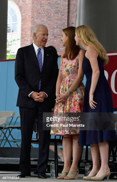 Former Vice President Joseph Biden speaks at the Harvard College Class of 2017 Class Day Exercises at Harvard University on May 24, 2017 in...