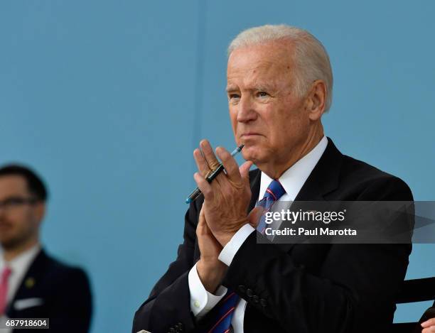Former Vice President Joseph Biden speaks at the Harvard College Class of 2017 Class Day Exercises at Harvard University on May 24, 2017 in...
