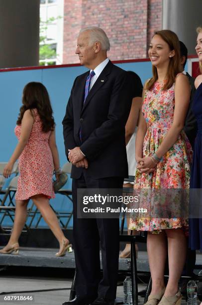 Former Vice President Joseph Biden speaks at the Harvard College Class of 2017 Class Day Exercises at Harvard University on May 24, 2017 in...