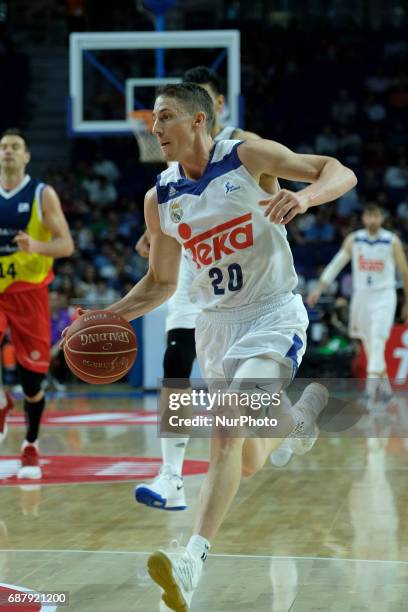 Jaycee Carroll of Real Madrid during the Liga Endesa Play off game between Real Madrid and Andorra at Barclaycard Center on May 24, 2017 in Madrid,...