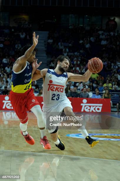 Sergio Llull of Real Madrid during the Liga Endesa Play off game between Real Madrid and Andorra at Barclaycard Center on May 24, 2017 in Madrid,...