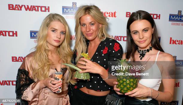 Lottie Moss, Frankie Gaff and Emily Blackwell attend the Official UK Baywatch and Mahiki Rum After Party at Mahiki on May 24, 2017 in London, England.