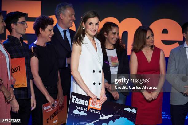 Queen Letizia of Spain attends 'Famelab' 2017 at the Museo Nacional de la Ciencia y Tecnologia on May 24, 2017 in Madrid, Spain.