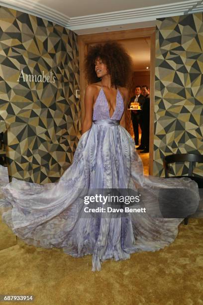 Tina Kunakey attends the Chopard and Annabel's Gentleman's Evening at the Hotel Martinez during the 70th Annual Cannes Film Festival on May 24, 2017...