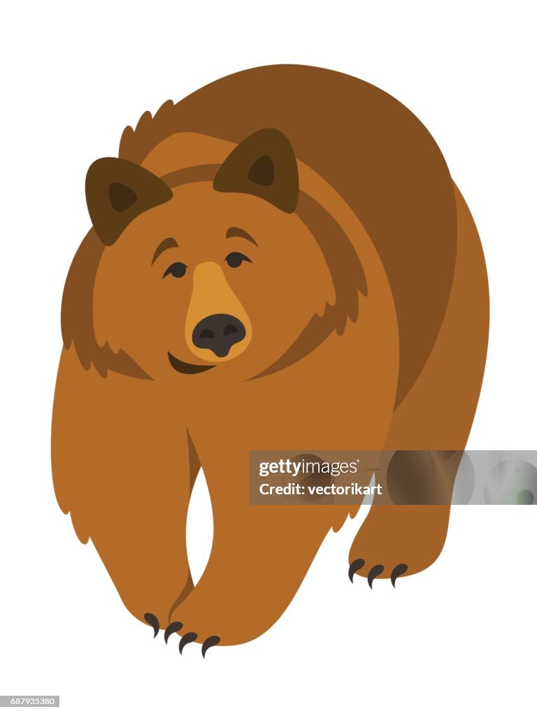 Ilustración De Dibujos Animados Lindo Sonriente Oso De Grizzly Ilustración  de stock - Getty Images