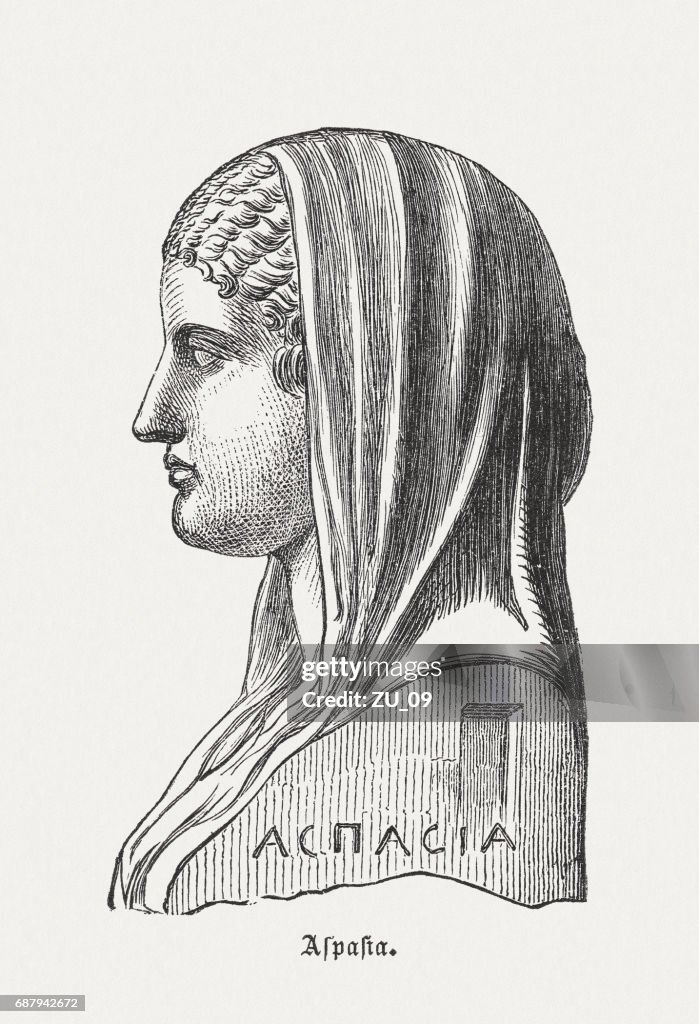 Aspasia (c.470-c.420 BC), Greek philosopher, wood engraving, published in 1880