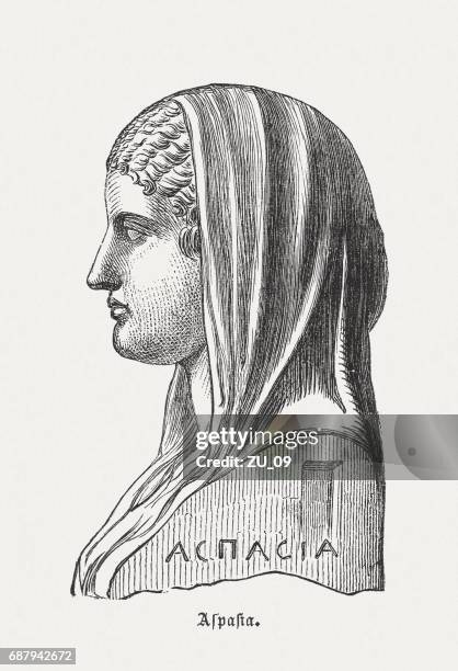 aspasia (c.470-c.420 bc), greek philosopher, wood engraving, published in 1880 - 470 2017 stock illustrations