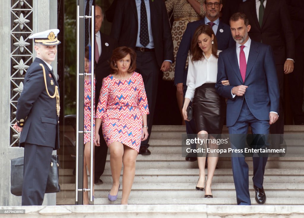Spanish Royals Arrive The National Library in Madrid