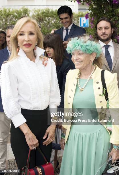 Carmen Lomana and Beatrice von Hardenberg-Fürstenberg attend the Christening of Flavia Porras, daughter of Olivia de Borbon and Julian Porras at...