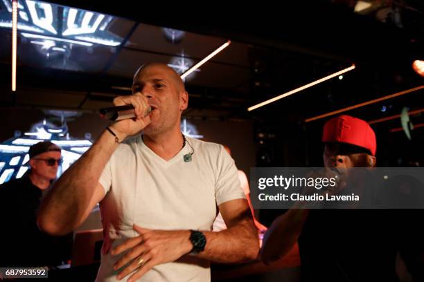 Akhenaton and Shurik'n of IAM perform at Villa Schweppes Cannes during the 70th annual Cannes Film Festival at Villa Schweppes on May 24, 2017 in...