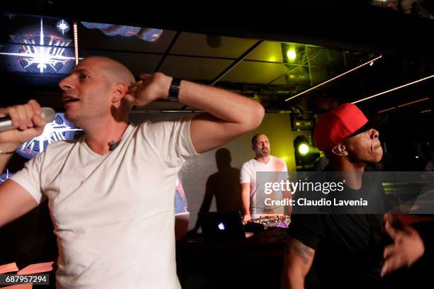 Akhenato, Khéops and Shurik'n of IAM perform at Villa Schweppes Cannes during the 70th annual Cannes Film Festival at Villa Schweppes on May 24, 2017...