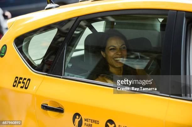 Actress Rosario Dawson leaves the "AOL Build" taping at the AOL Studios on May 24, 2017 in New York City.