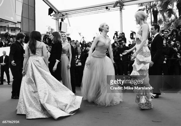 Nicole Kidman and Elle Fanning attend the "The Beguiled" screening during the 70th annual Cannes Film Festival at Palais des Festivals on May 24,...